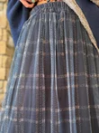Enid Plaid Tulle Midi Skirt Navy